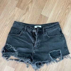 Forever 21 Black Distressed Shorts